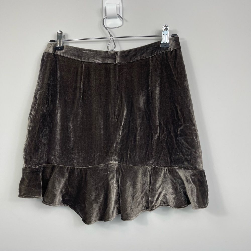 Madewell Crushed Velvet Ruffle-Edge Boho Mini Skirt Taupe Brown 0 - Picture 8 of 13